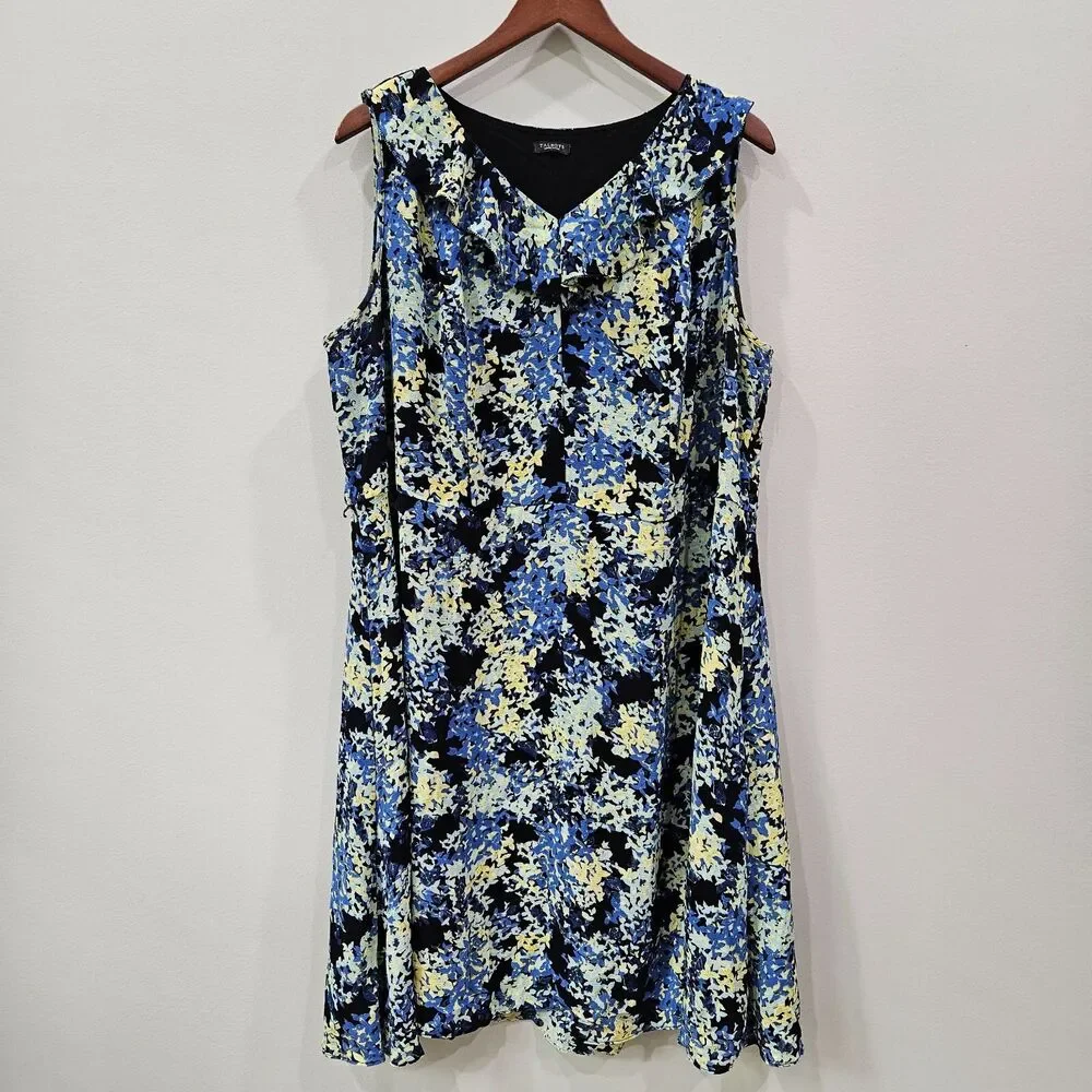 Talbots Womens Floral Mini Dress Petite Multicolor Sleeveless Chiffon Feminine
